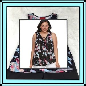 NWT JENNIFER LOPEZ WOMENS MULTICOLOR LACE UP TANK S